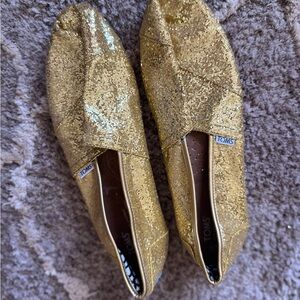 TOMS Women's Sparkling Gold Flats